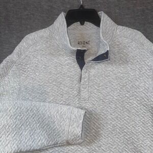 RHONE Weekender Pullover Quilted Snap Placket Heather Gray Mens XXL NEW